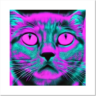 Trippy Vaporwave Cat Posters and Art